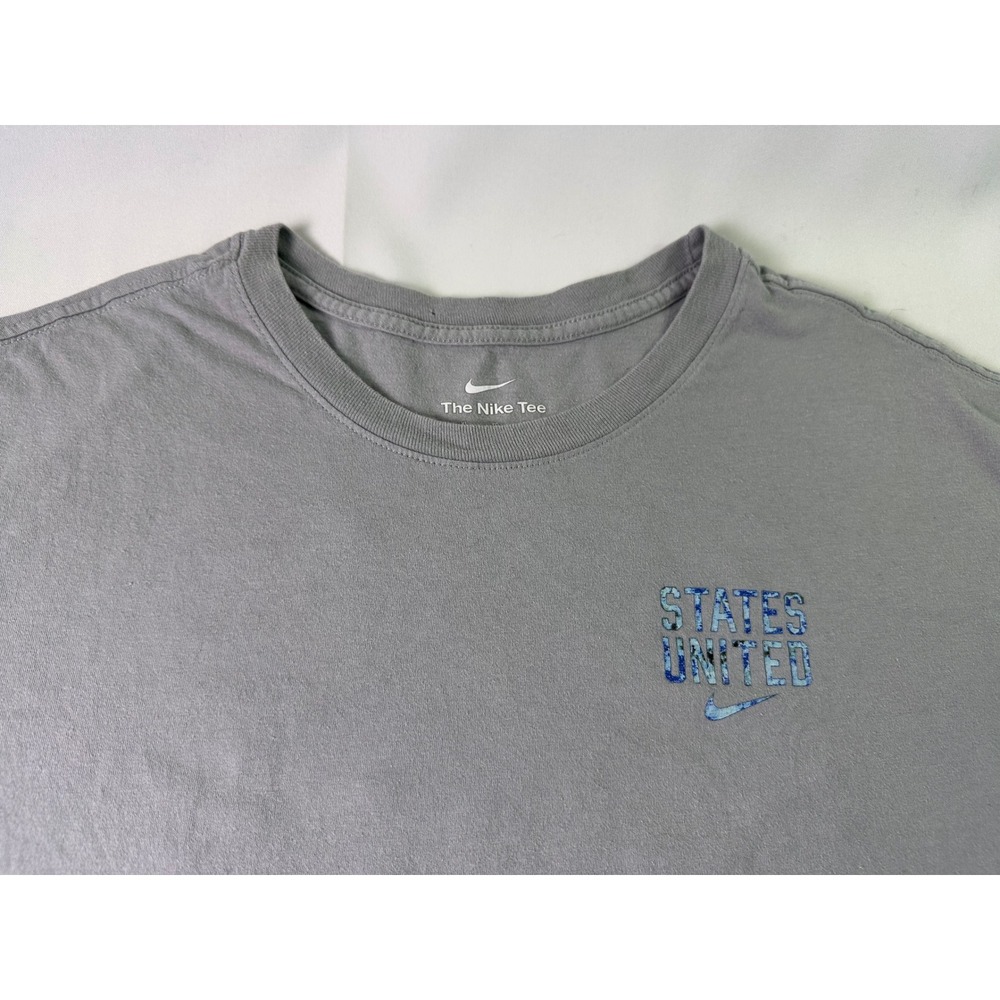 Nike USMNT Soccer States United T-Shirt‎ Gray Camo Swoosh Athletic Fit Size XL